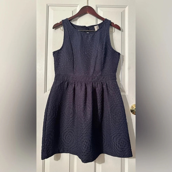 Birdcage Dresses & Skirts - BIRDCAGE Anthropologie Navy Blue Sleeveless Cocktail Dress LARGE Back Cut Out